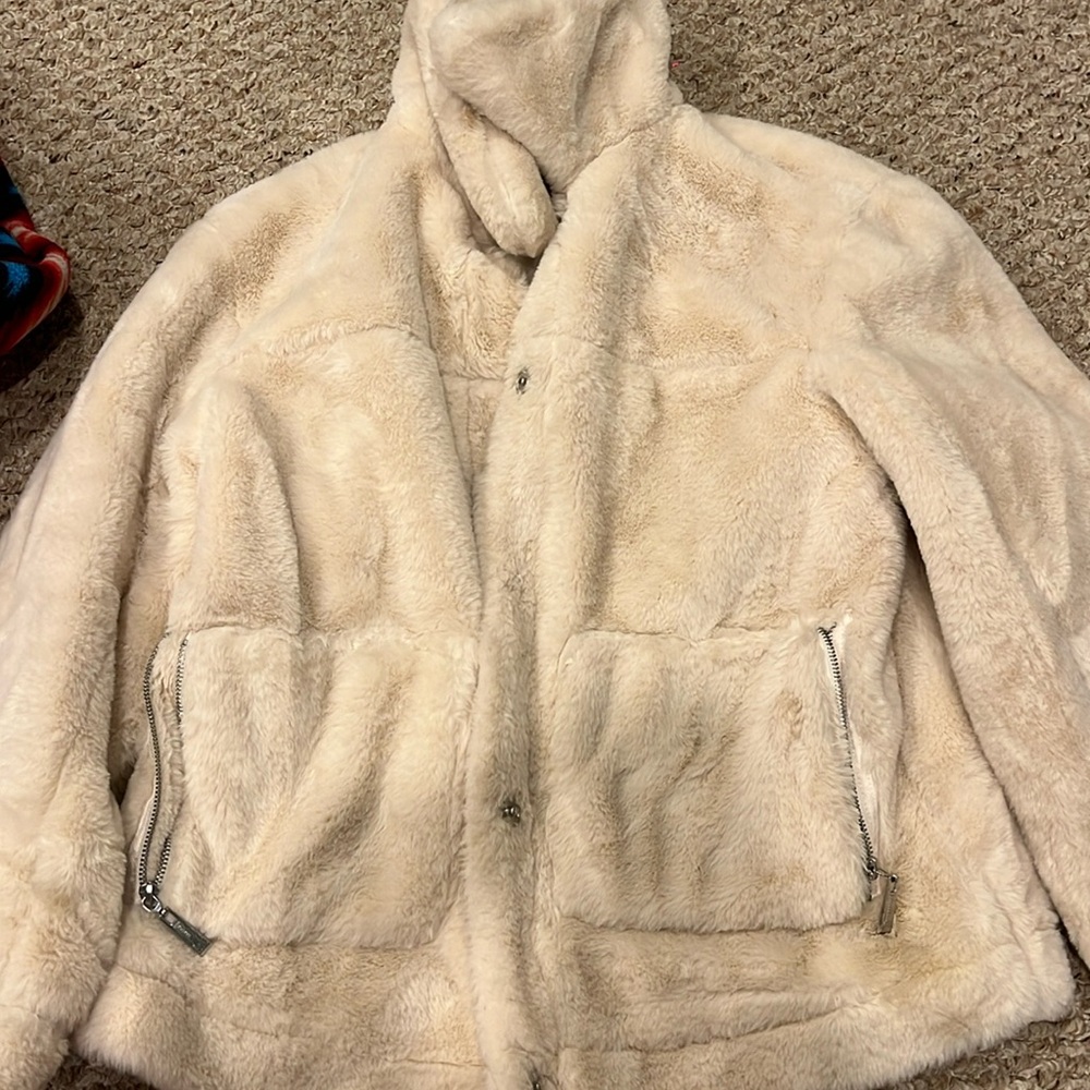White fuzzy jacket